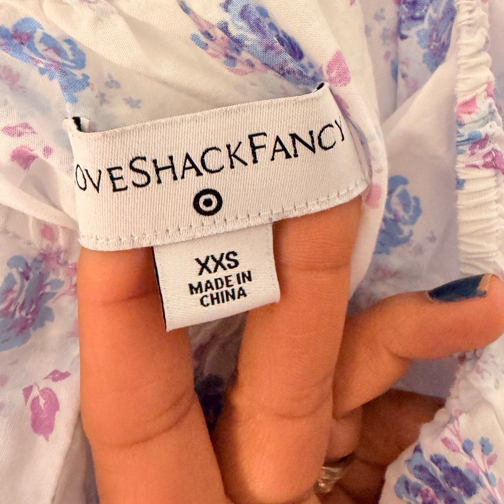 LoveShackFancy White and Blue Floral Off-Shoulder Maxi Dress - Picture 4 of 6